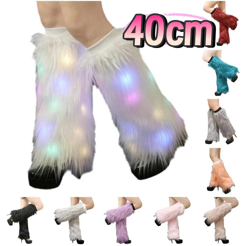 40cm Furry Leg Warmers Faux Fur Knee High Girls Socks Harajuku Style Long Tube Sock Spicy Girls