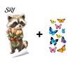 Renters Window Sticker Spring Fox Clings Cartoon Flowers Butterflies Glass Non-glue Decoration Removable Cute Animal Decals for Home Office Shop Decor