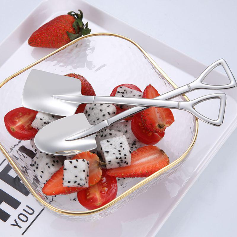 304 Creative Retro Shovel Coffee Spoon Stainless Steel Dessert Spoon Watermelon Spoon Ice Cream Spoon Tip Shovel Flat Shovel