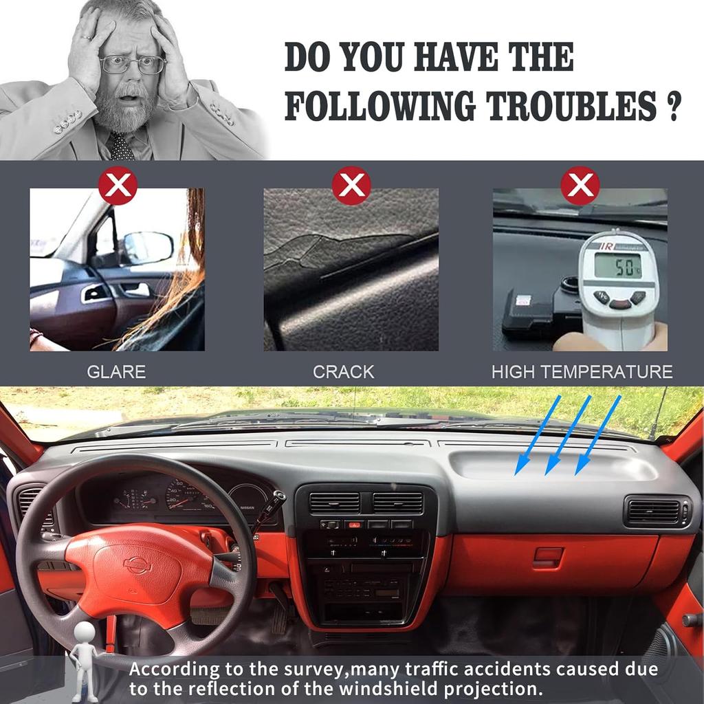 Dashboard Cover Dash Cover Mat Pad Fit For 1994-1997 Nissan Hardbody D21 Pickup Truck / 1994 1995 Pathfinder (Black)