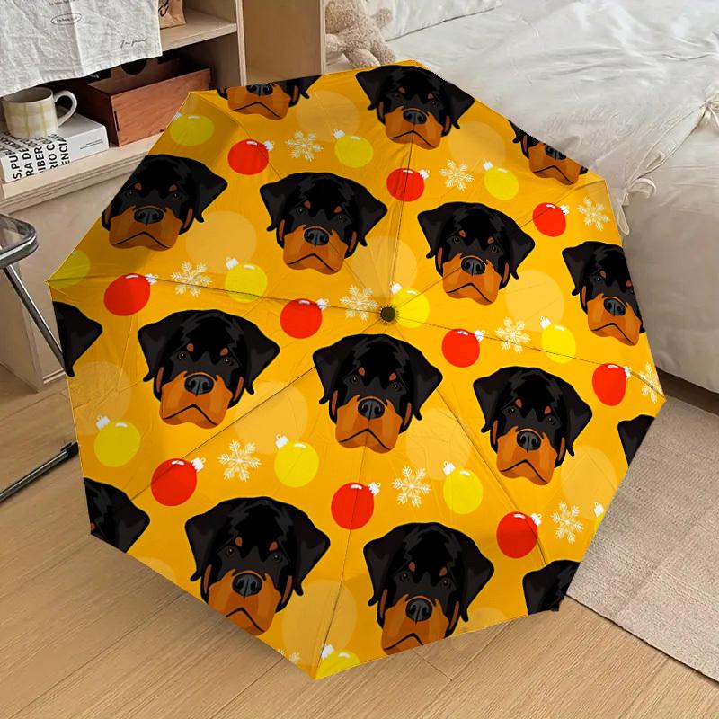 

1pc Rottweiler Pattern Automatic Folding Umbrella Durable Iron Frame, Iron Umbrella Structure Suitable for All Seasons yy260203108