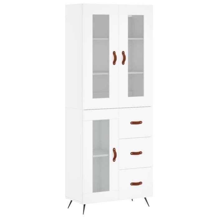VidaXL Buffet haut Blanc 69,5x34x180 cm Bois d'ingénierie 3198569