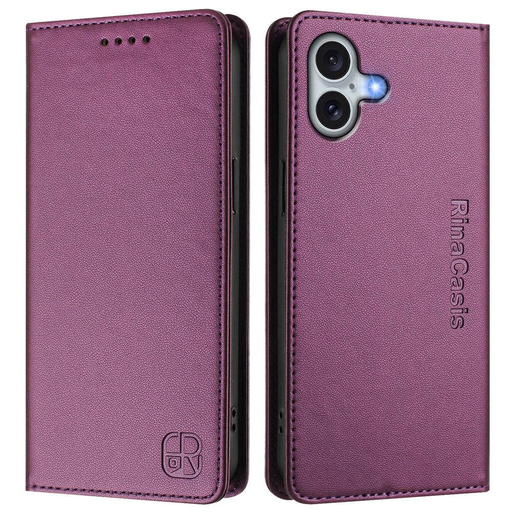 For iPhone 16 Plus Leather Case RINACASIS RC01 Phone Cover with RFID Blocking Wallet Stand