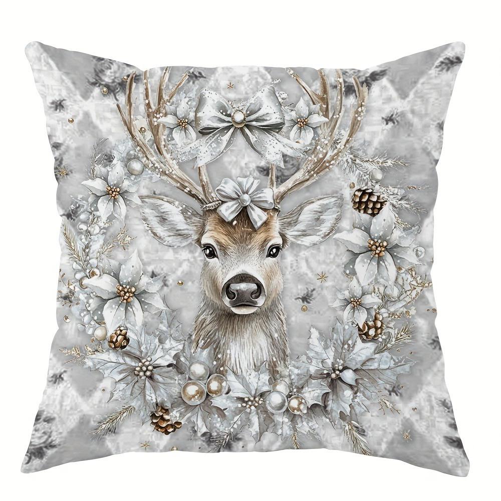 Christmas Decoration Pillow Cover Santa Claus Reindeer Snowman Pattern Living Room Sofa Cushion Suite Room Home Decoration