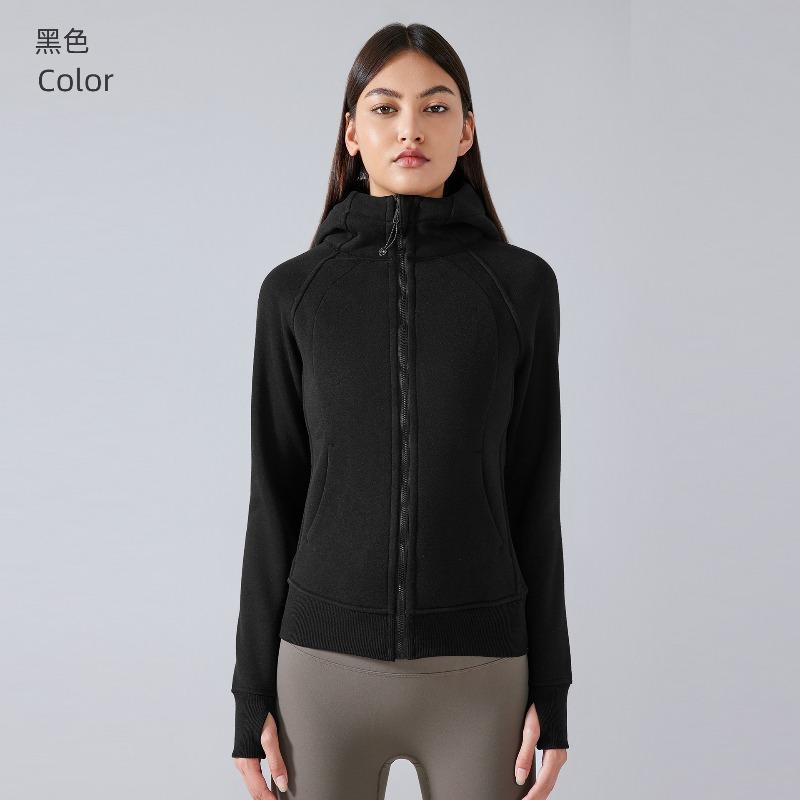 New Thickened Thermal Hooded Jacket Women's Outdoor Fitness Sweater Yoga Jacket Sports Top
