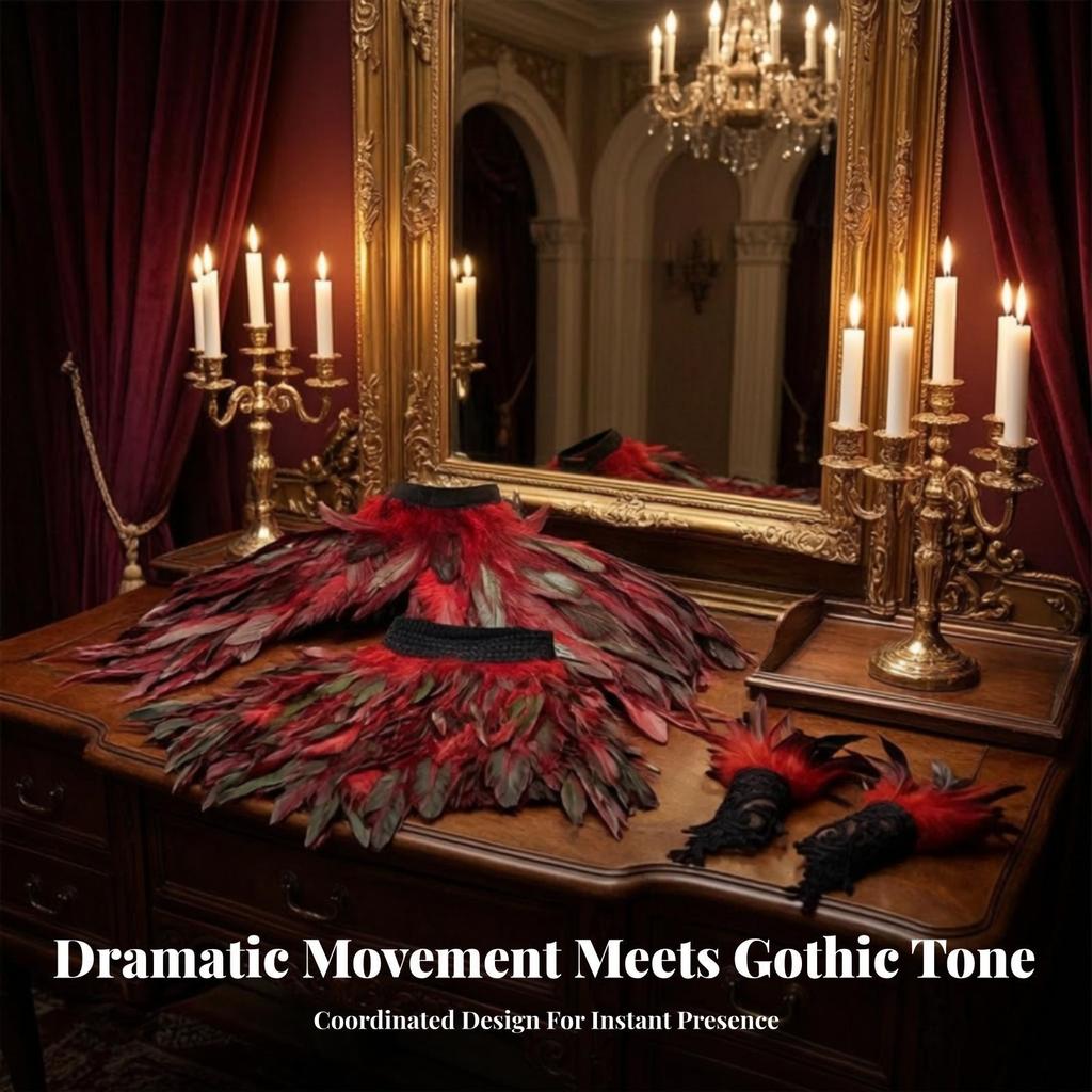 Layered Feather Costume Ensemble with Elastic Waist Skirt Feathered for Halloween Costumes,