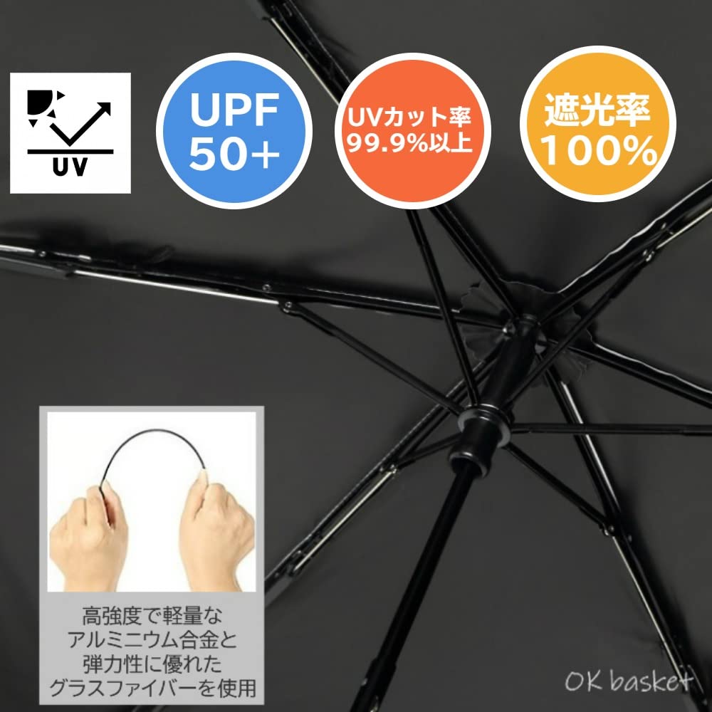 Folding Complete Heat and UV Light Sun and Cute Scallop Cut Parasol, Blackout, Ultra-Lightweight, 170g, Protection, 100% Blocking, Women's, Rain, [OK