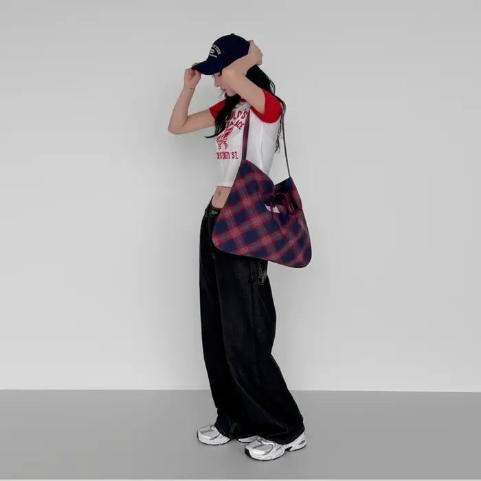 Cozy Check Shoulder Bag _[Red]