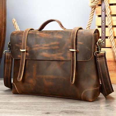 Crossbody Bag Genuine Leather Retro Men's Business Handbag Casual Single-shoulder Bag