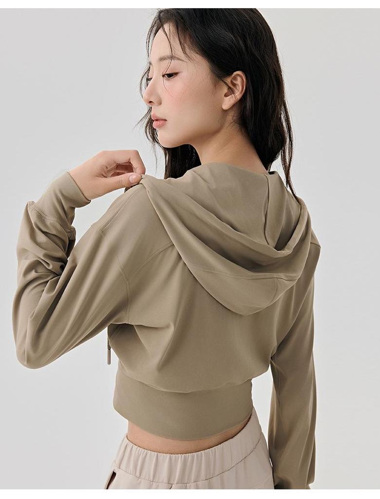 Selected Women's Hooded Sportswear Jacket: Casual Slimming Fit for Outdoor Running & Yoga