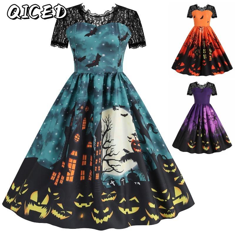 QICED Fashion Summer Spring Short Sleeve O-Neck Casual Dresses