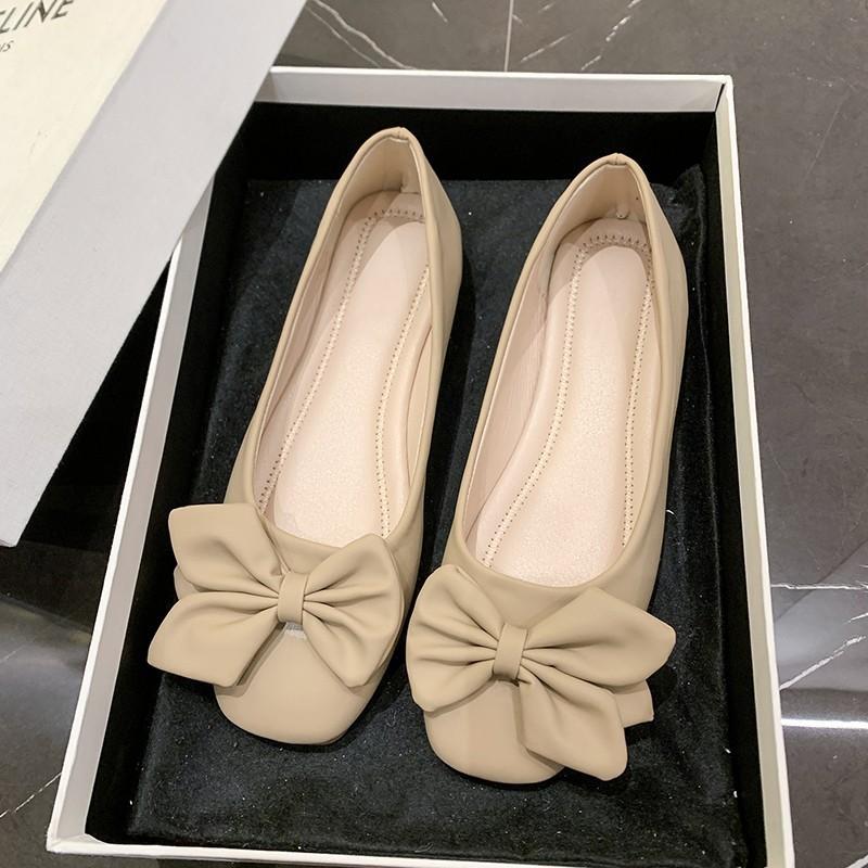 Spring and summer new bow Doudou shoes gentle wind evening shoes soft sole casual flat single shoes women