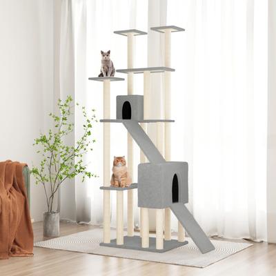 Vidaxl Cat Tree, With Sisal Posts, Light Gray, 190 Cm