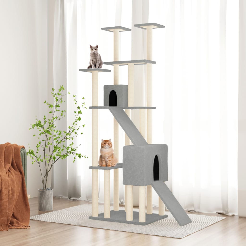 Vidaxl Cat Tree, With Sisal Posts, Light Gray, 190 Cm