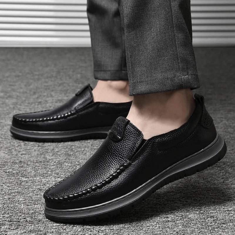 Men Loafers Genuine Leather Casual Shoes Autumn Male Outdoor Walking Shoes Comfortable Mens Sneakers Soft Loafers Men's Shoes