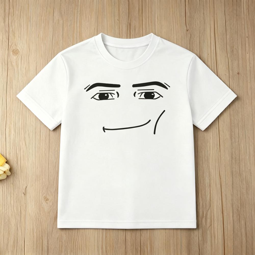 Novelty Roblox Face Game Meme Graphic T Shirts Summer Fashion Boys Short Sleeve Roblox Cartoon Printed Top Summer Kids T-shirt 100