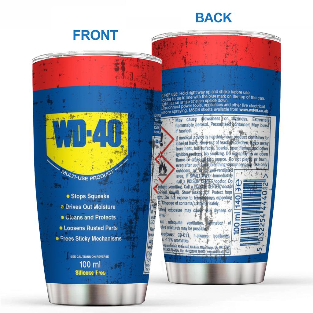 20oz Edelstahl Isolierter Becher WD40 Motorölfilter Aufdruck Doppelwandig mit Strohhalm und Deckel hält Kaltes Heißes Getränk Autobecher