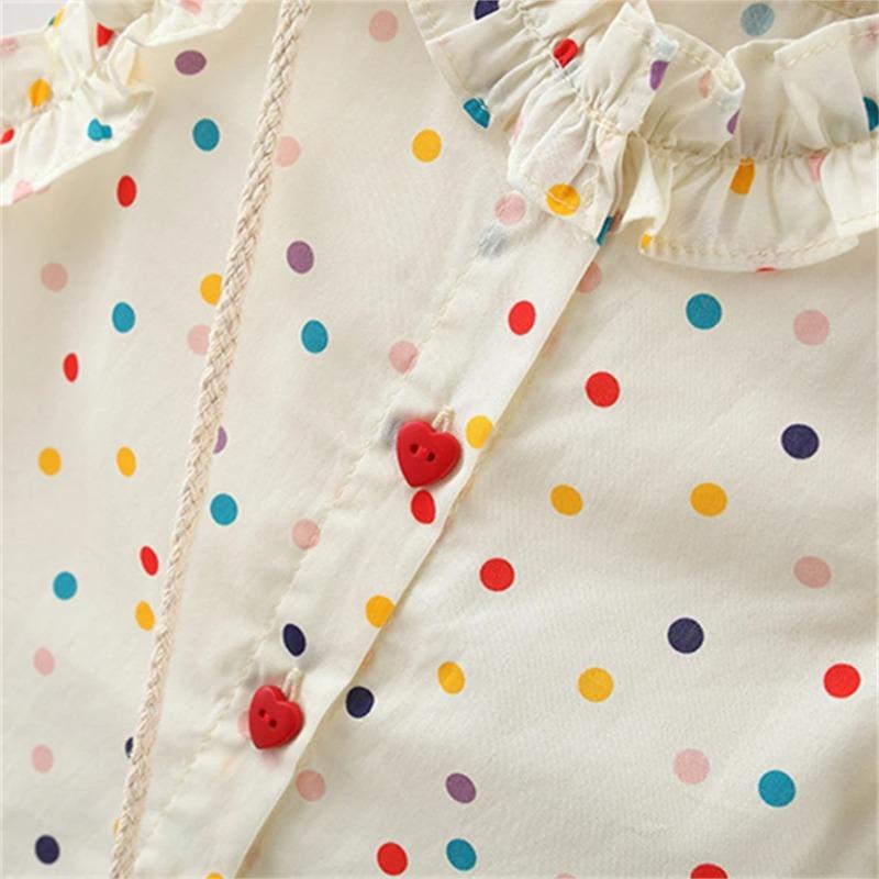 Dress Baby Girl Heart Shaped Button Colorful Polka Dot Bow Dress Send Bag