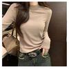 Korean-style gentle solid color long-sleeve knit sweater 2026 spring and autumn new soft and cozy inner layer warm base top for women