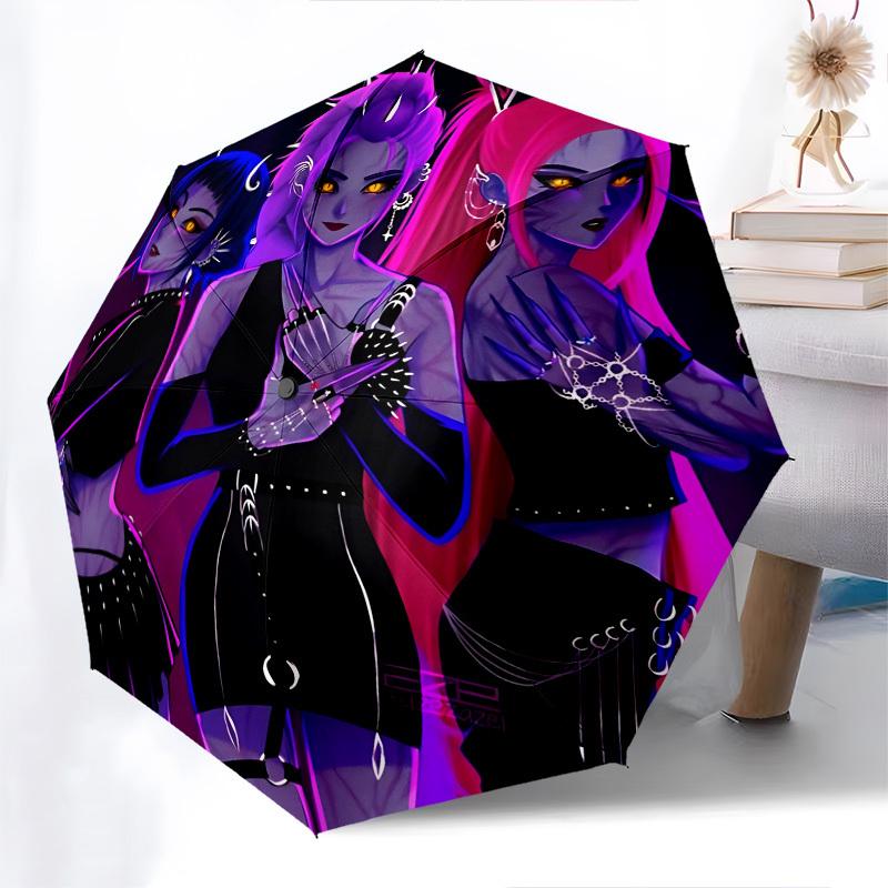 K-POP Anime Girls Group Themed Automatic Opening and Closing umbrella - 8 Ribs, Suitable for Leisure and Going Out, Outdoor Accessory, Gothi