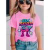 Digital Cartoon 67 Print Summer Childrens ShortSleeved Shirt Comfortable TShirt Girls Fashion Top