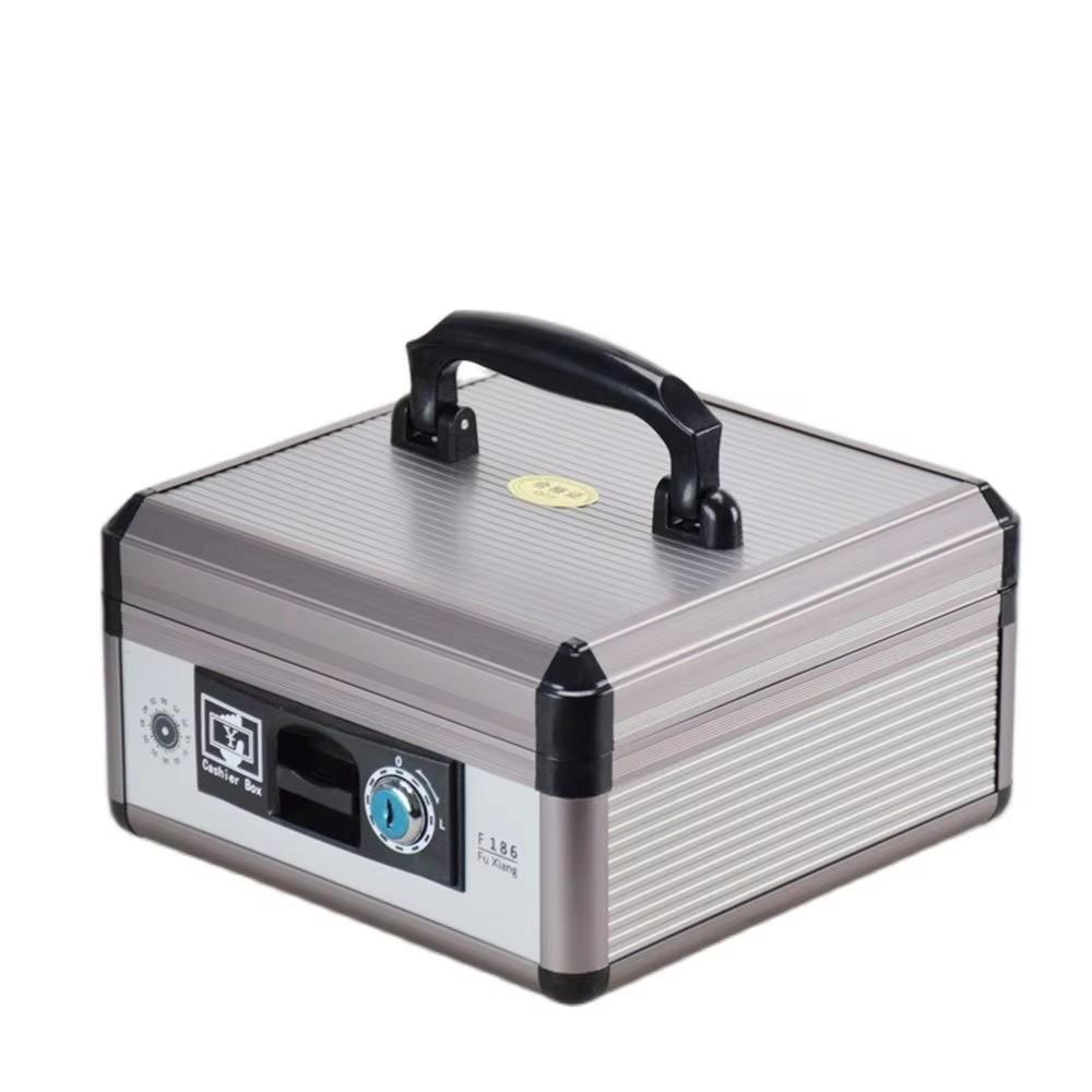 Portable Cash Register Safe Deposit Box Double Layer Metal Lock Box With Key Money Saving Organizer Safe Deposit Box