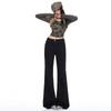 American black micro-pull jeans women's autumn new small high-waisted thin flared pants without sticking to the legs