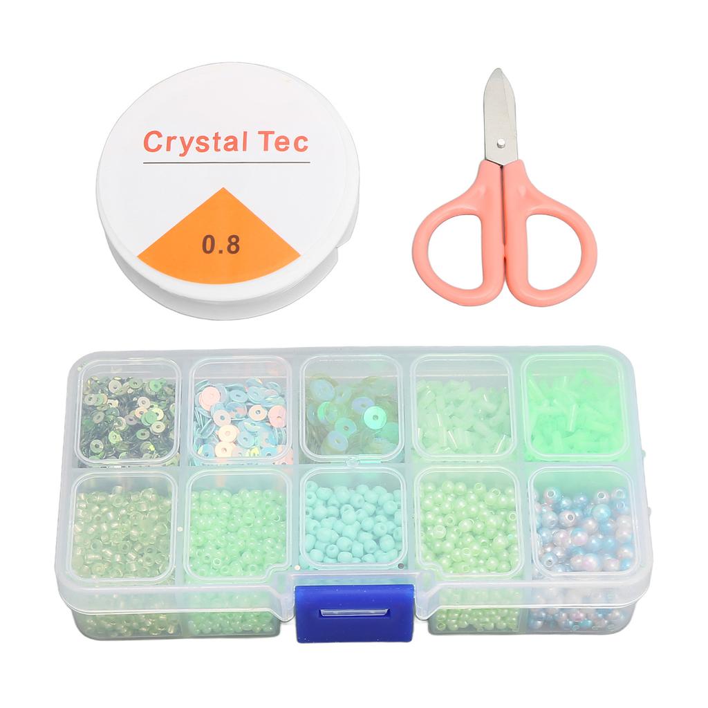 Jewelry Making Beads Set Different Shapes Colors Elastic Thread Scissors DIY Bracelet Necklace Accessories