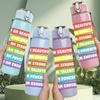 1PC Kindness Positive Quote Stack Text 750ml Color Plastic Sports Water Bottle Leakproof Flip Straw Lid Suitable for Sports Office Home Use