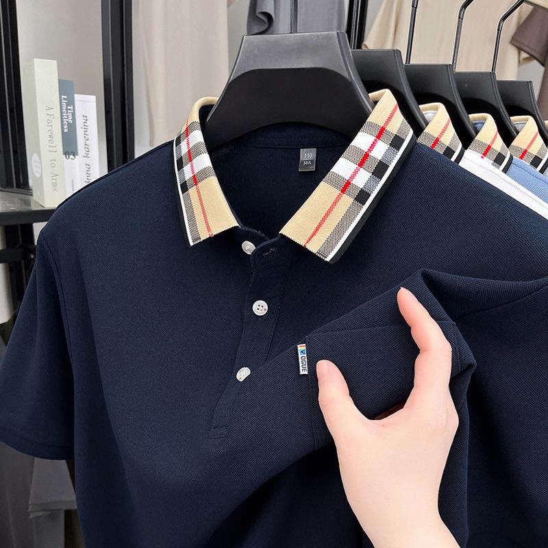 Casual And Comfortable Trendy Short-Sleeved Lapel-Neck Men'S Polo Shirt Splicing Lapel-Neck T-Shirt