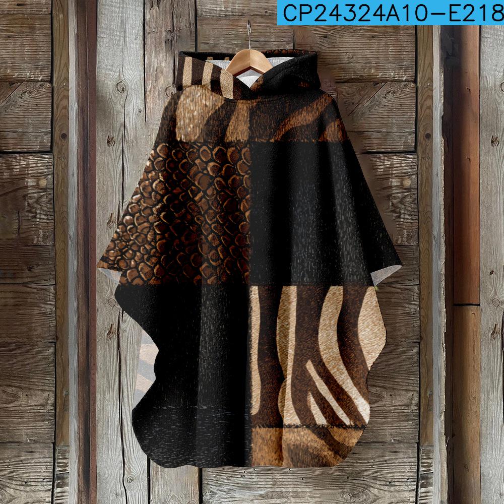 

Европейский и американский женский рождественский плащ с капюшоном и 3D цифровой печатью Large