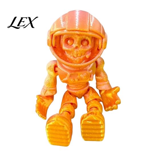 Hollow Skull Helmet Statue 3D Printed Astronaut Figurine, Articulated Skeleton Spaceman Action Figure, Window Display Ornament Halloween Movable