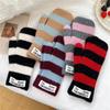 Winter Warme Gestreifte Fingerlose Wollhandschuhe für Frauen, Männer, Studenten und Paare