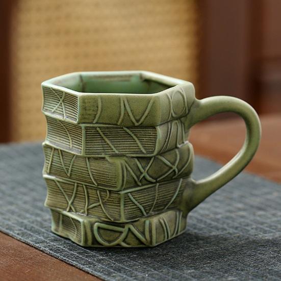 250ml Hand-painted Ceramic Book Stack Coffee Mug 3D Painted Heat-Resistant Cup Teacher Appreciation Mug Decorative Literary Cup