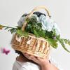 New Internet celebrity decoration portable flower basket packaging flower basket handmade rattan floral arrangement gift straw wood chips