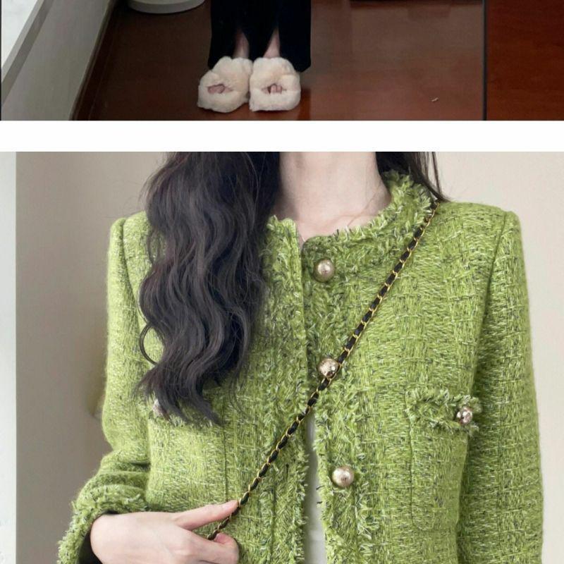 Spring 2025 Green Short Jacket | Celebrity-Inspired French Korean Style for Women