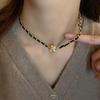 Leather Black Chain Necklace Fashion Personality Temperament Women Niche Sense Design Retro Necklaces Creative Jewelry Gifts