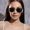 2pcs Vintage Women Polygon Sunglasses Female Metal Frame Design Retro Casual  Sun Glasses Female Male Popular Black Eyewear