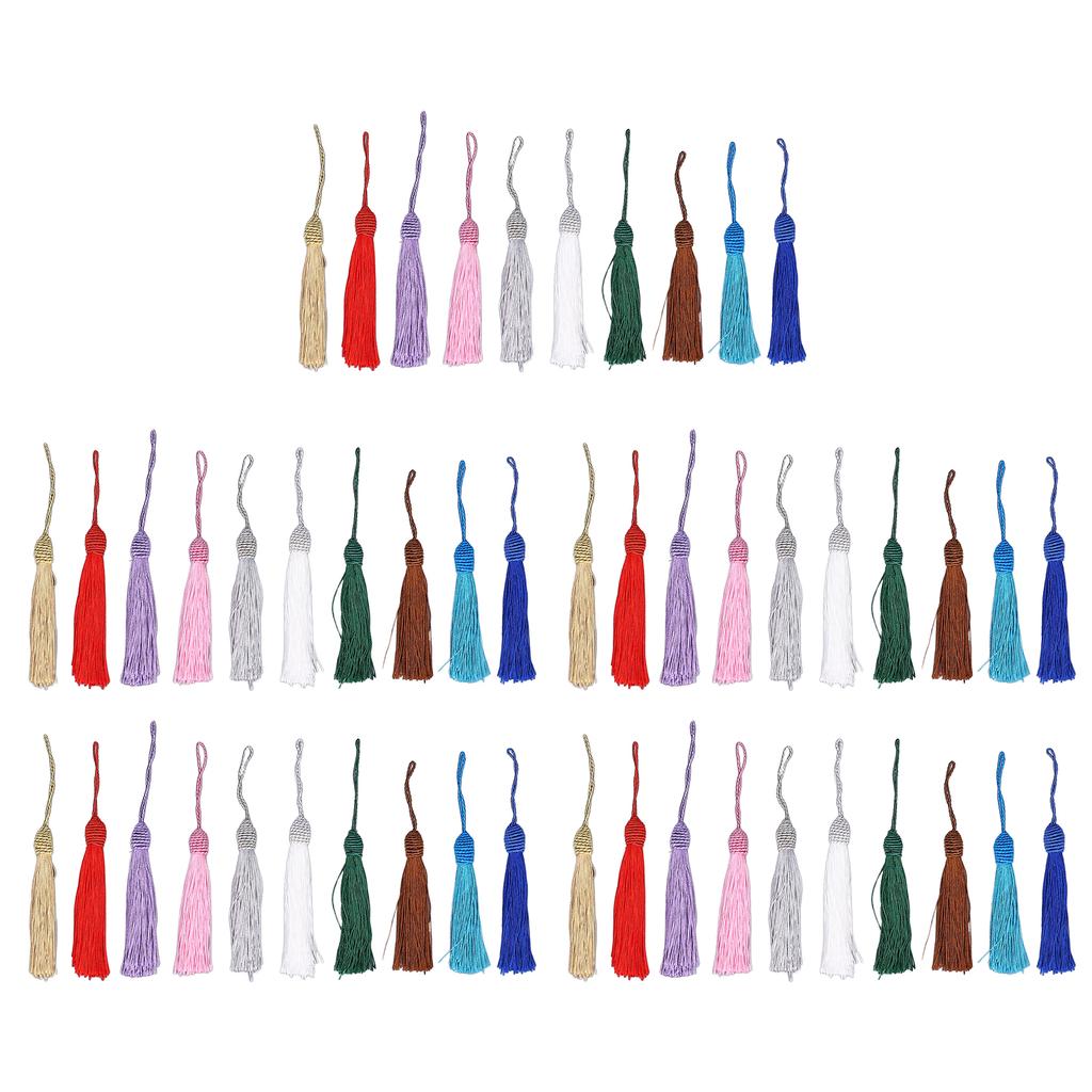 50Pcs Bookmark Tassels Bright Rich Colors Premium Polyester Durable Wide Application Mini Tassels
