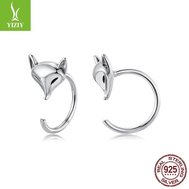 S925 Sterling Silver Fox Ear Hook, Charm Cute Animal Sterling Silver Earrings Earrings