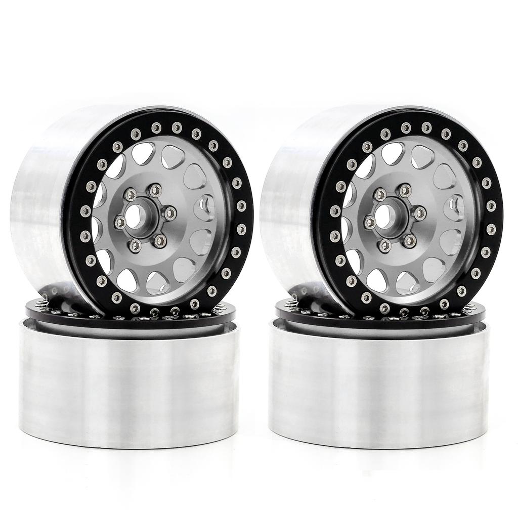 Aluminum Alloy Wheel Rim Beadlock Silvery Wheel Rims Hub 4pcs 2.2inch 65*36mm  Replacement for