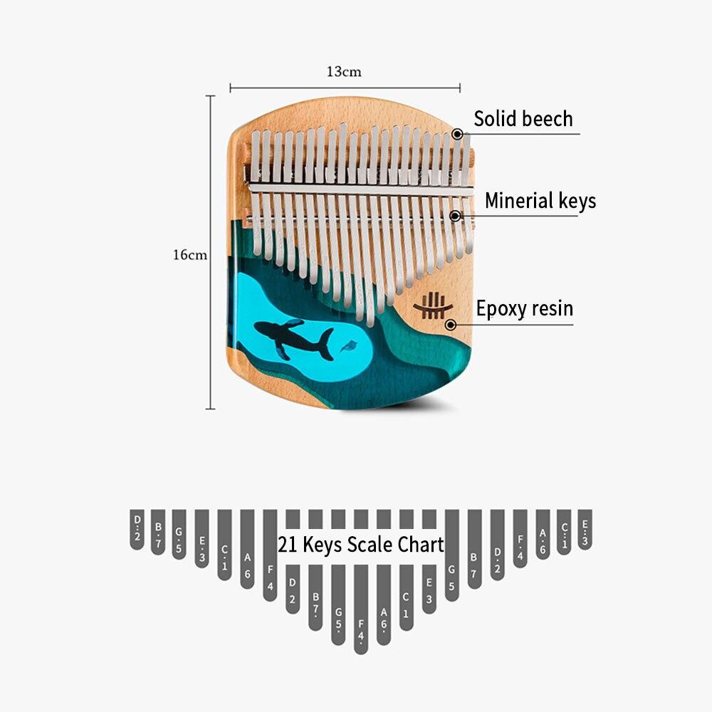21 Key Kalimba Thumb Finger Piano Calimba Solid Epoxy Resin Wood Keyboard Musical Instrument Professional Gifts With Accessories