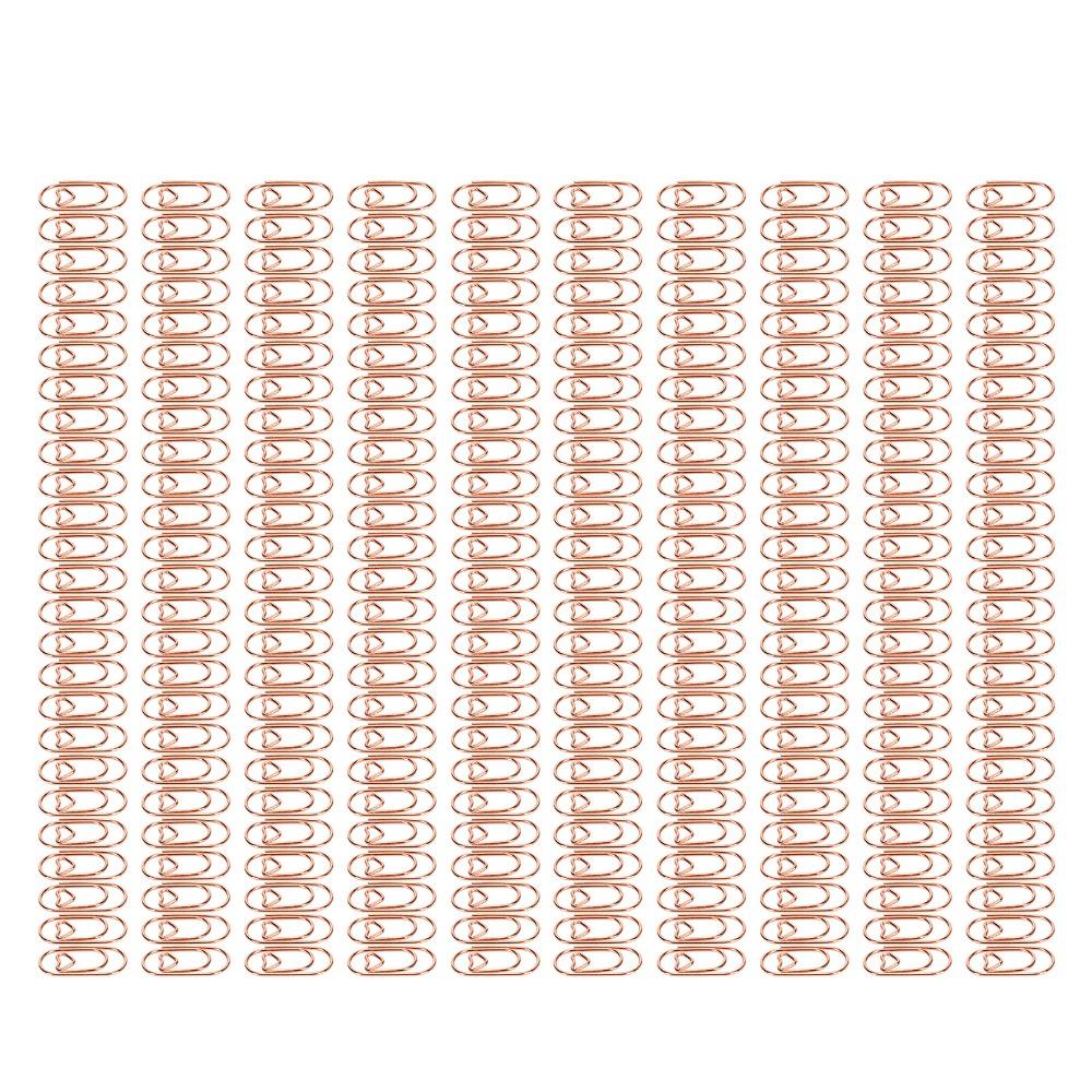 250Pcs 20*9mm Fancy Paperclips Rose Gold/Gold/Silver Electroplating Metal Small Paper Clips with Storage Box Mini Size