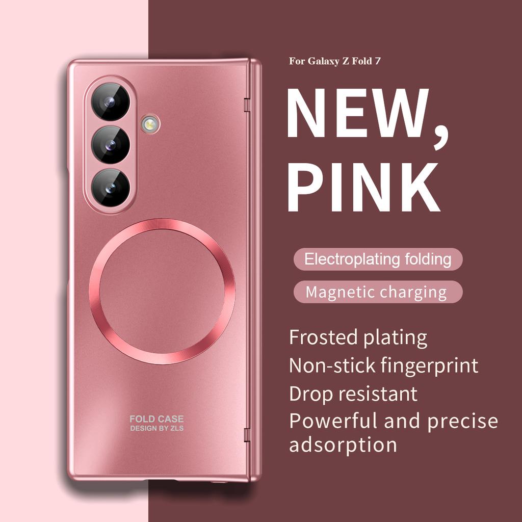 For Samsung Galaxy Z Fold 7 Case Hard plating Magnetic wireless charging Protective Back Cover Case For Z Fold7 6 5 Phone Shell