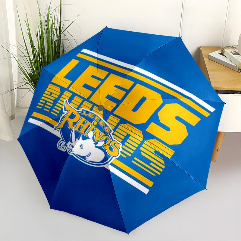 1 PC Automatic Folding Umbrella - Leeds Rhinos Pattern Portable Foldable Design With 8 Ribs Christmas Birthday Gifts