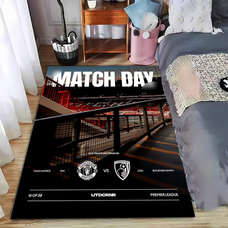 Manchester United Match Day Old Trafford Stadium Poster vintage retro distressed print - Printed Carpet Rug for living room bedroom dorm decor
