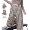 Women's Plaid Pleated Wide-Leg Suit Trousers