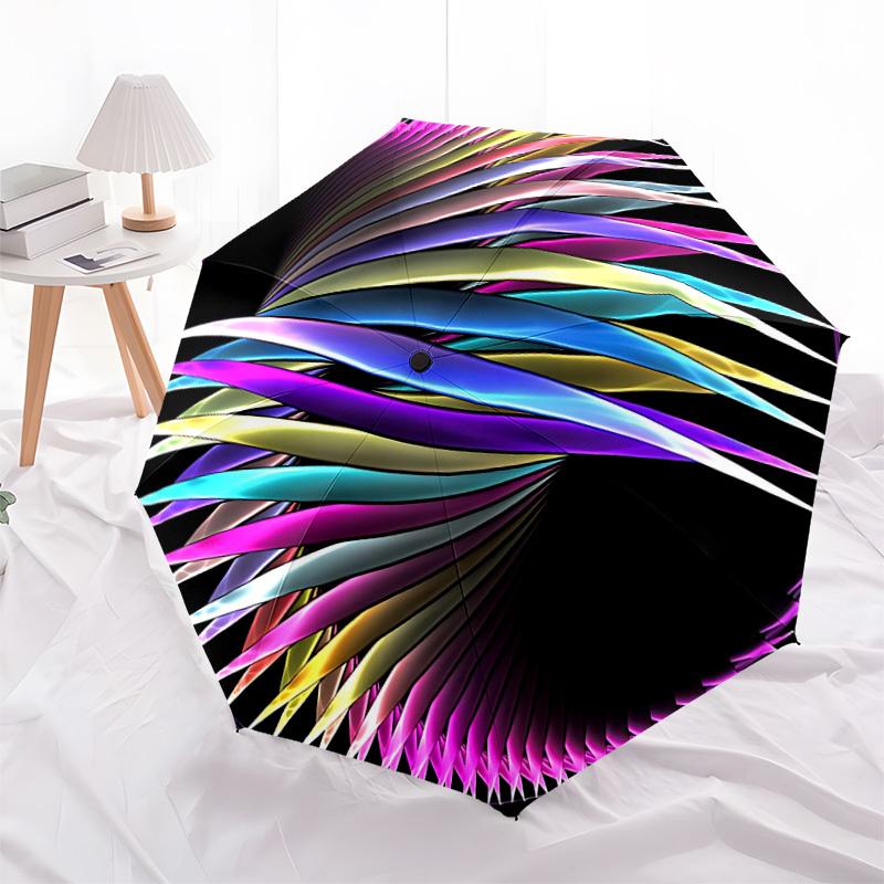 1pc Colorful Spiral Pattern Automatic Folding Umbrella, Casual Outdoor Accessory, Birthday Festival Gift yy251126146