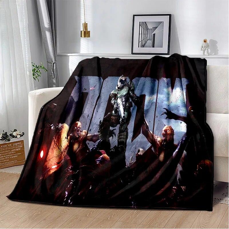 Doom Retro Game Gamer Cartoon  Blanket,Soft Throw Blanket for Home Bedroom Bed Sofa Picnic Travel Office Rest Cover Blanket Kids