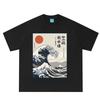 Japanese Style Hokkaido Wave Print T Shirt Unisex Unisex Vintage Tshirt Summer Shortsleeved Loose Casual Cotton Oversized Tshirts
